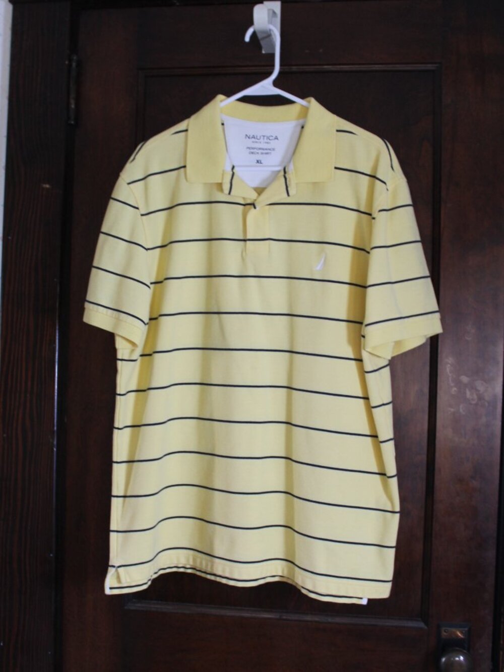 Nautica Performance Deck Shirt Yellow Striped XL